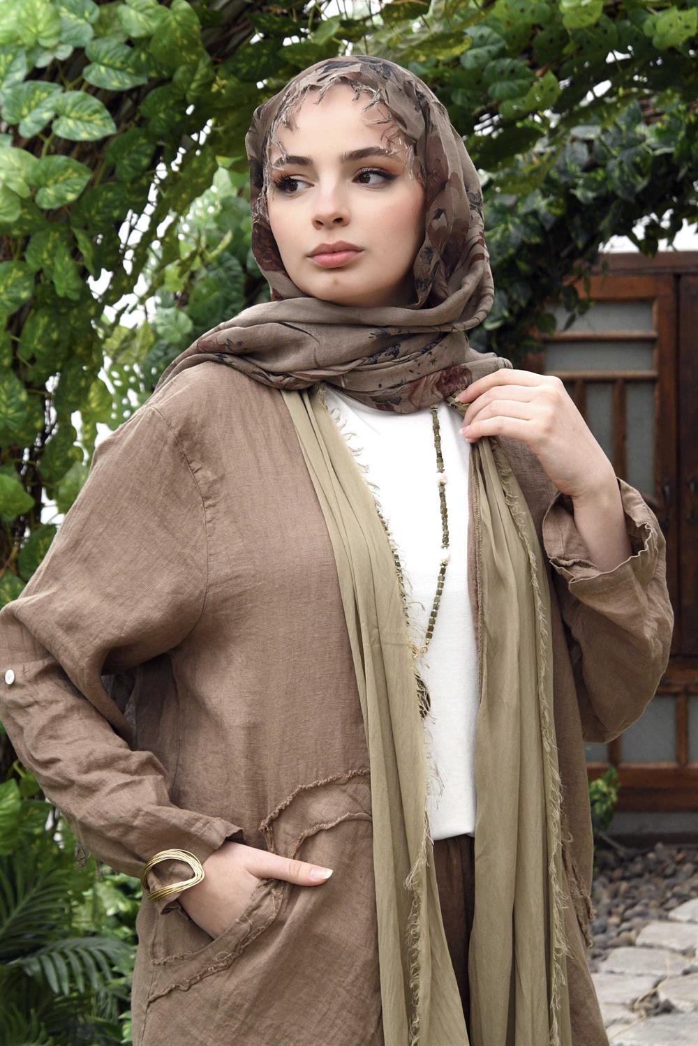 İpekli Keten Kap Camel