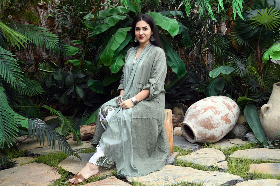 İpekli Keten Kap Haki