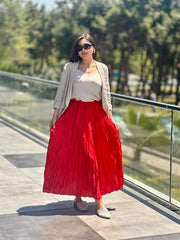 İthal Crash Etek Kırmızı