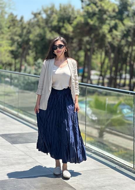 İthal Crash Etek Lacivert