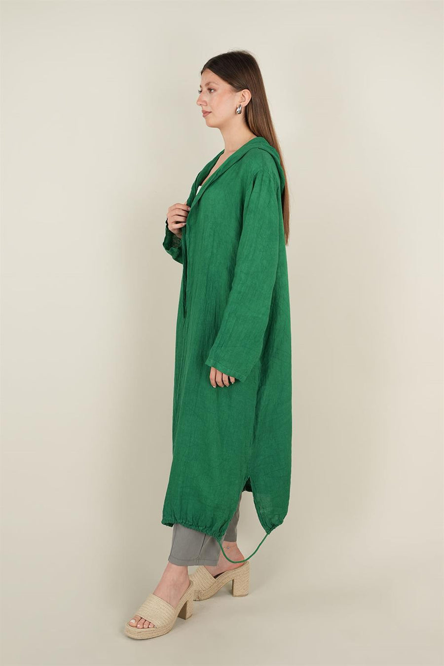 Kapşonlu Keten Kap Benetton