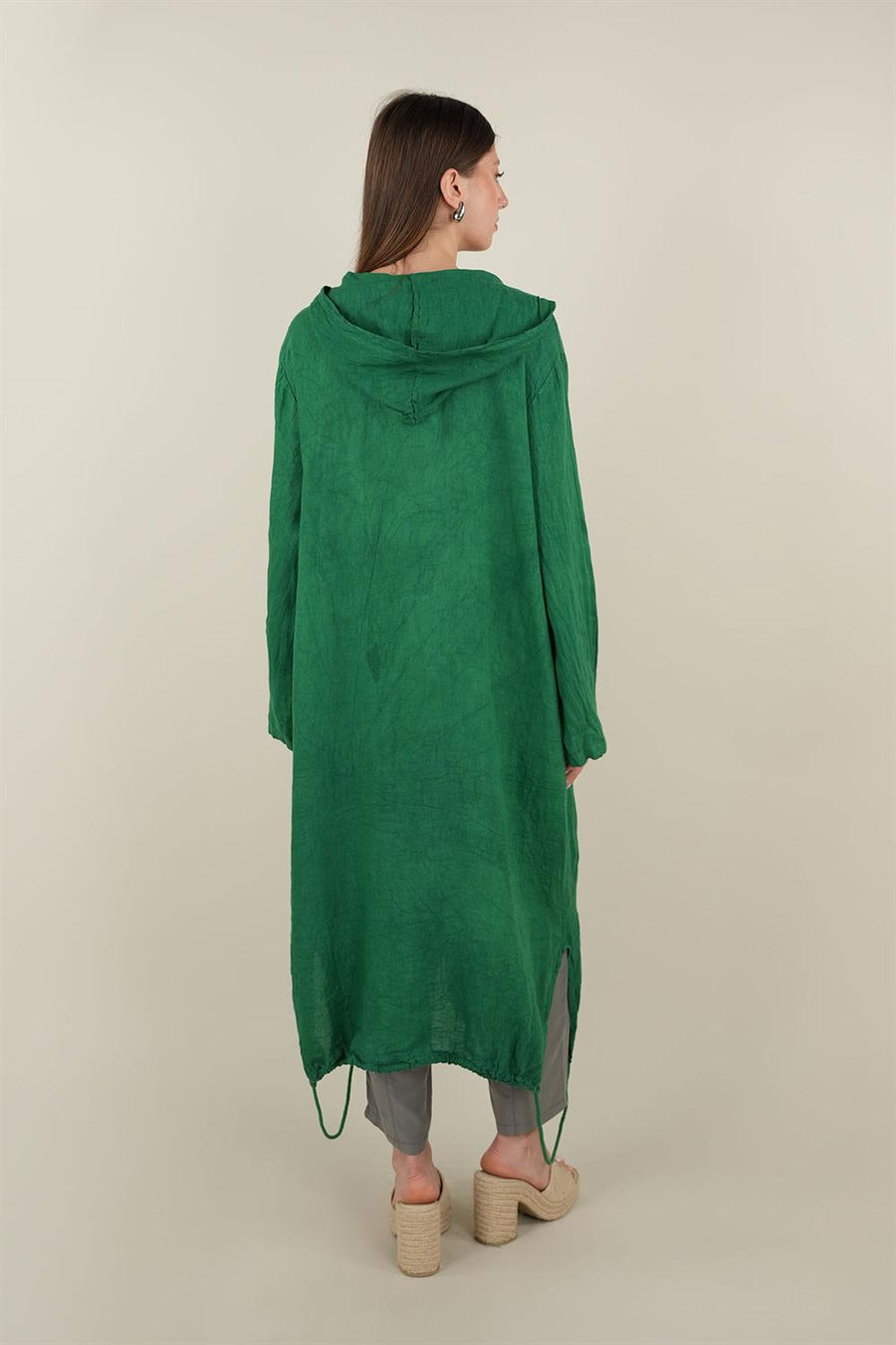 Kapşonlu Keten Kap Benetton