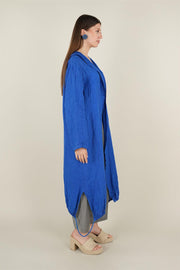 Kapşonlu Keten Kap Saks