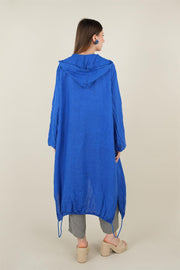 Kapşonlu Keten Kap Saks