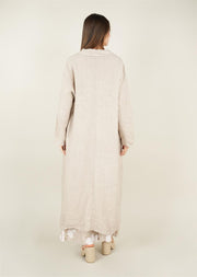 Keten Üç Düğmeli Kap Bej