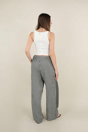 Keten Kapaklı Pantolon Füme