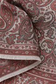 Kırmızı Gri Paisley Desenli Kaşmir Şal