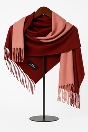 Kırmızı – Pudra Renk Geçişli Kaşmir Şal