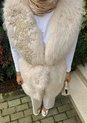 Kisya Yelek Krem İşlemeli