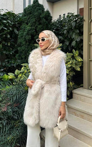 Kisya Yelek Krem İşlemeli