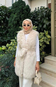 Kisya Yelek Krem İşlemeli