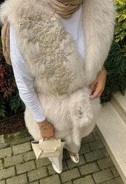 Kisya Yelek Krem İşlemeli