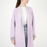 Kolları İnci Detaylı Sakal Hırka Lila