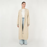 Kolları İnci İşlemeli Sakal İp Hırka Krem