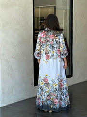 Lime Çiçek Desenli Keten Gömlekli Takım