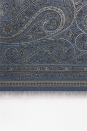 Mavi Gri Paisley Desenli Kaşmir Şal