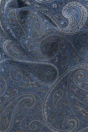 Mavi Gri Paisley Desenli Kaşmir Şal