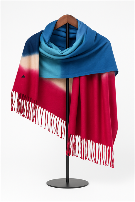 Mavi–Pembe Kaşmir Şal