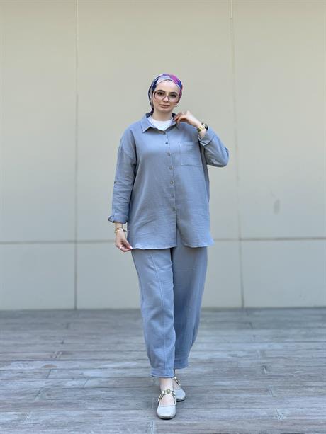 Müslin Gömlek Takım Rs-090 Gri