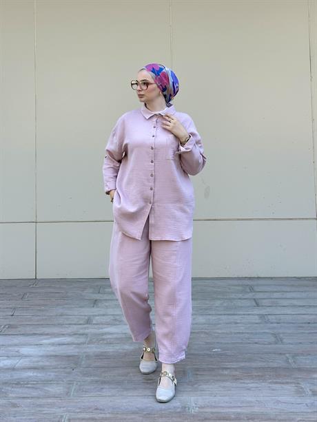 Müslin Gömlek Takım Rs-090 Pudra