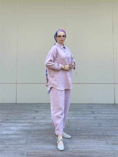 Müslin Gömlek Takım Rs-090 Pudra