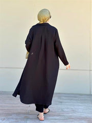 Müslin Uzun Düğmeli Gömlek Siyah