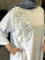 Oversize Dantel Taşlı Tunik