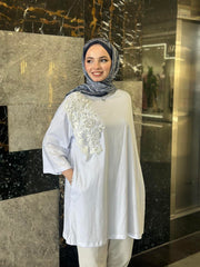 Oversize Dantel Taşlı Tunik