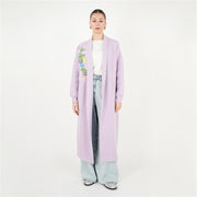 Renkli Taşlı Angora Hırka Lila