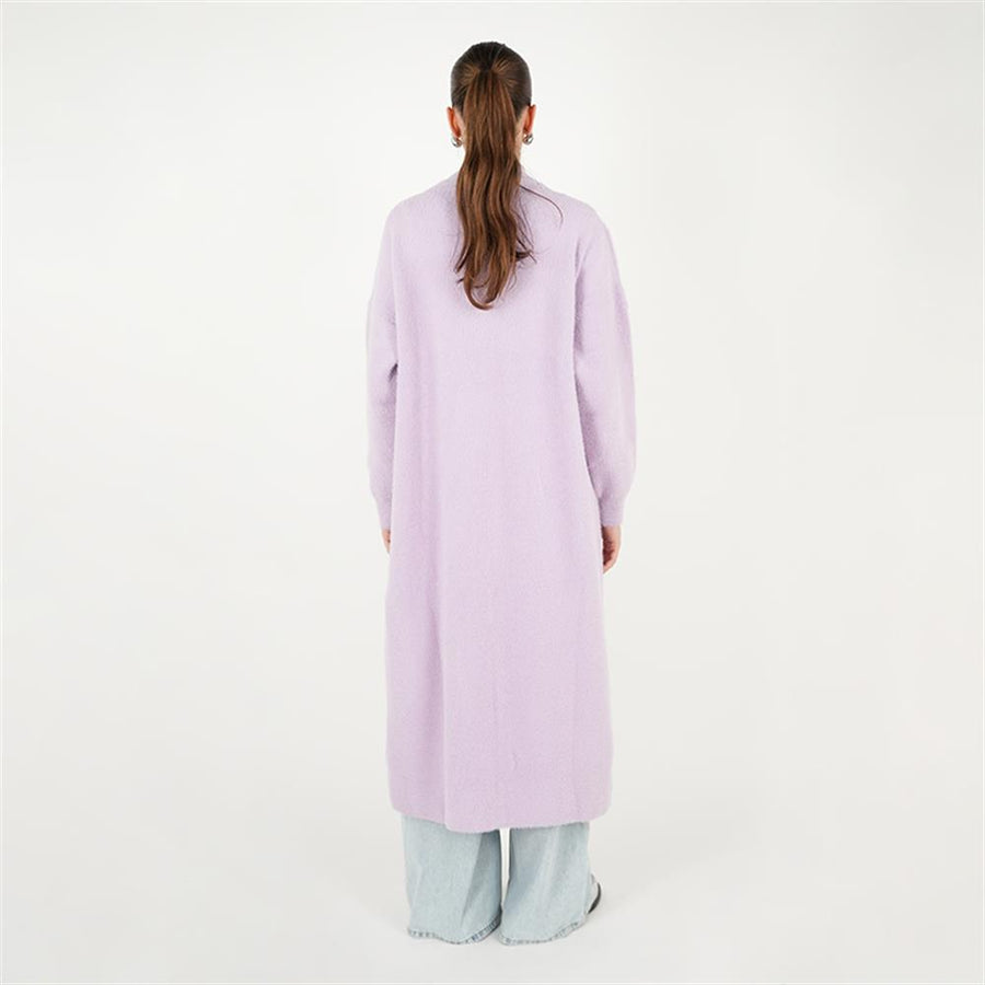 Renkli Taşlı Angora Hırka Lila