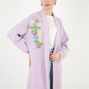 Renkli Taşlı Angora Hırka Lila