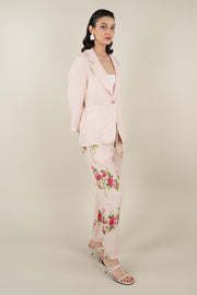 Rose Model Bağlamalı Keten Pantolon Pudra