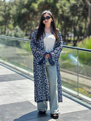 RS Dantelli Çiçekli Kimono Mavi