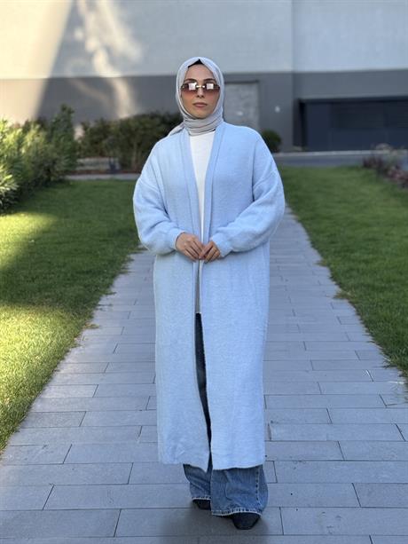 Sakal İplik Model Uzun Hırka Bebe Mavisi