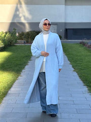 Sakal İplik Model Uzun Hırka Bebe Mavisi