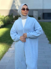 Sakal İplik Model Uzun Hırka Bebe Mavisi