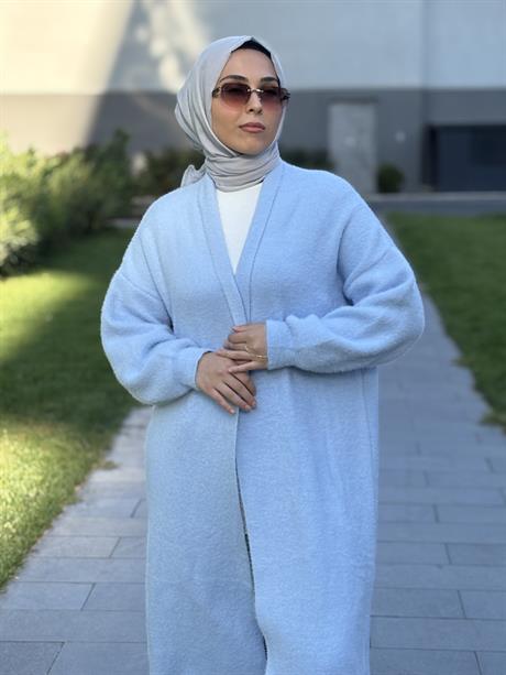 Sakal İplik Model Uzun Hırka Bebe Mavisi