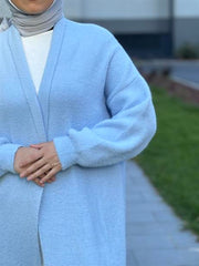 Sakal İplik Model Uzun Hırka Bebe Mavisi