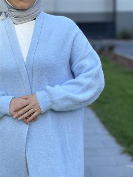 Sakal İplik Model Uzun Hırka Bebe Mavisi