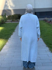 Sakal İplik Model Uzun Hırka Bebe Mavisi