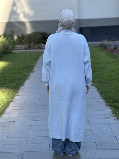 Sakal İplik Model Uzun Hırka Bebe Mavisi