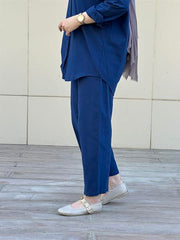 Şalvarlı Keten İkili Takım Lacivert