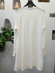 Şifonlu Altı Piliseli Tunik Beyaz