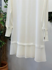 Şifonlu Altı Piliseli Tunik Beyaz