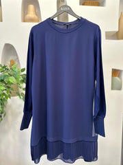 Şifonlu Altı Piliseli Tunik Lacivert