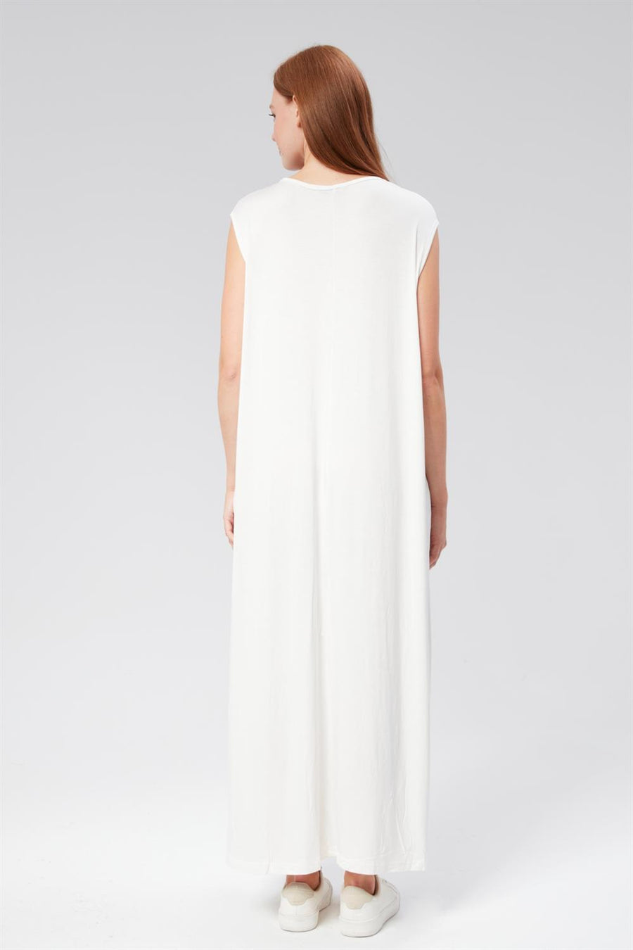 Tam Boy Sıfır Kol Penye İçlik Beyaz