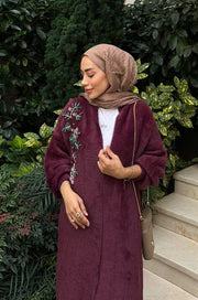 Taş İşlemeli Hırka-Mürdüm