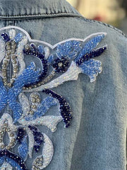 Taş İşlemeli Jean Ceket
