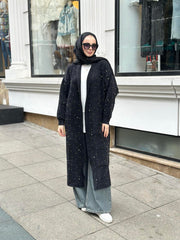 Taş Serpme Yumoş Hırka Siyah