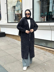 Taş Serpme Yumoş Hırka Siyah